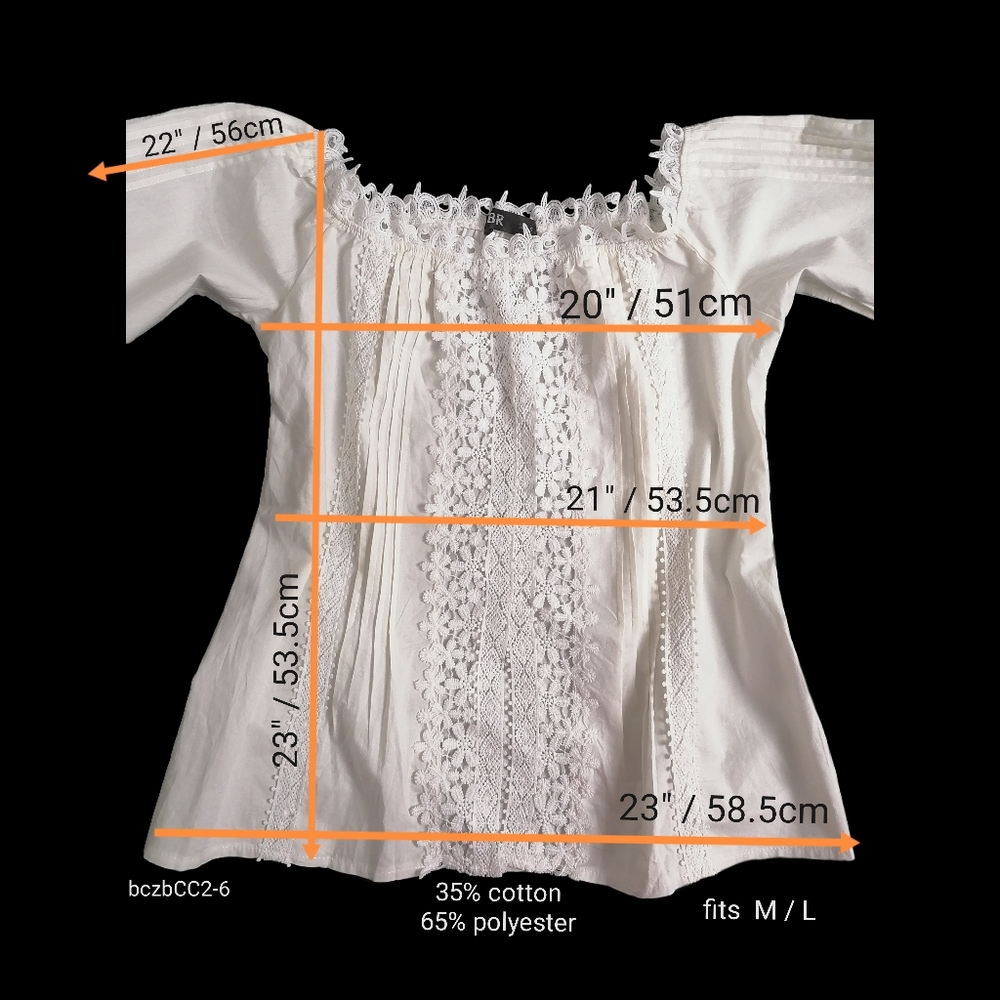 - 🐰 fits:M/L,  cotton blend hollow lace white long-sleeved shirt - Picture 2 of 5